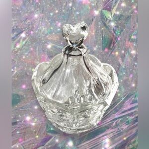 Crystal “Cherish” candy Dish with Heart Lid Vintage 1970's Fifth Avenue